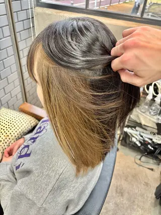 ミディアム カラー 神代 優生のヘアスタイル