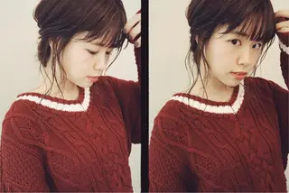 セミロング ヘアアレンジ 市川 千夏のヘアスタイル