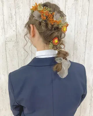 セミロング ヘアアレンジ 立川 奈那子のヘアスタイル