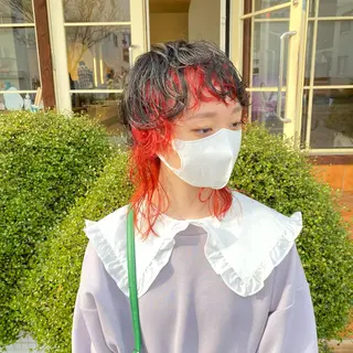 セミロング カラー ヘアアレンジ ハイトーンカラー🌈 メンズパーマ鈴木康平のヘアスタイル