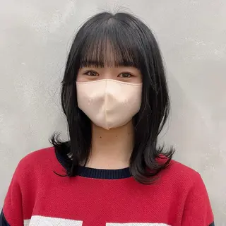 セミロング カラー 髪質改善⌇透明感 カラー⌇川上葵のヘアスタイル