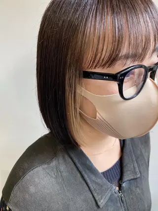 ショート カラー saki🌼ボブ× 透明感カラー🌼のヘアスタイル