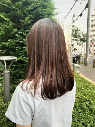 セミロング 小顔カット前髪 顔周りカット林亮佑のヘアスタイル