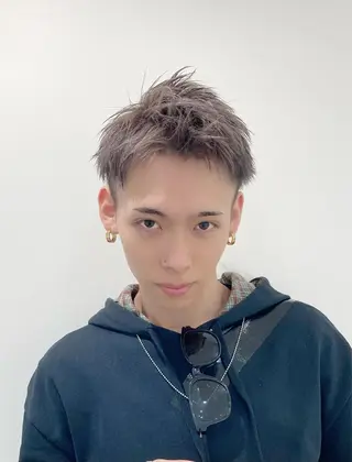ショート カラー メンズ Ruriブリーチ 酸性ストレートのヘアスタイル