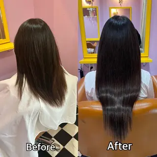 ロング シール＋ちび編み込み エクステ梅田🐨のヘアスタイル