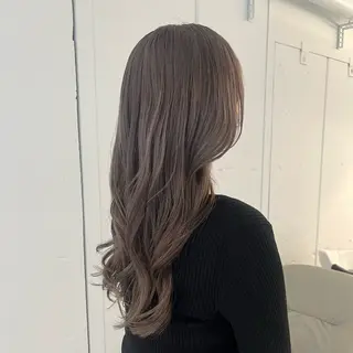 ロング カラー 顔周りカット／透明感 カラー／Kurumeのヘアスタイル