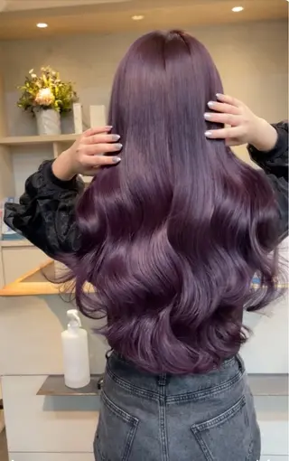 ロング カラー ブリーチなしピンク 縮毛艶髪矯正/吉村のヘアスタイル