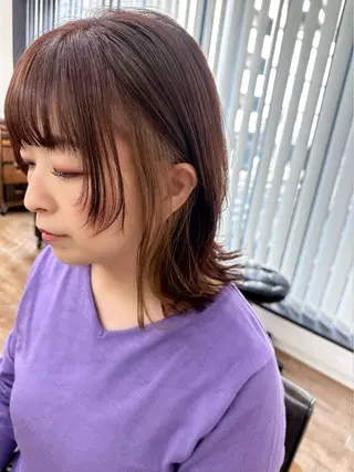 ミディアム カラー パーマ ヘアアレンジ メンズ キッズ レイヤーカット／顔周 りカット/縮毛矯正のヘアスタイル