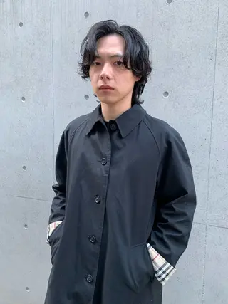 ミディアム パーマ メンズ 佐藤大翔🌐縮毛矯正 🌐メンズパーマのヘアスタイル