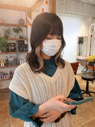 ミディアム カラー ヘアアレンジ にいた　かづしげのヘアスタイル