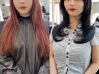 ロング カラー 韓国🇰🇷レイヤー 映える顔周り🩷のヘアスタイル