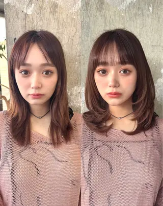 セミロング レイヤー特化/小顔顔 周り/セノ/表参道のヘアスタイル