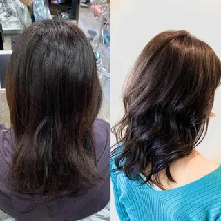 ミディアム カラー 顔まわりカット🌟 くびれヘア/寺門遥輝のヘアスタイル