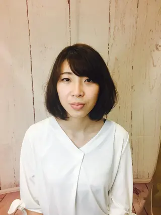 ミディアム パーマ 川野辺幸雄☆髪質改善 ハイライト☆白髪のヘアスタイル