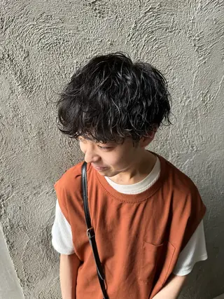 ショート パーマ メンズ 原宿↔︎浦和　美容師 折笠　亮のヘアスタイル