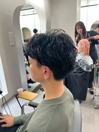 パーマ メンズ 艶ボブ🤎ボブパーマ 透明感カラー\メンズのヘアスタイル