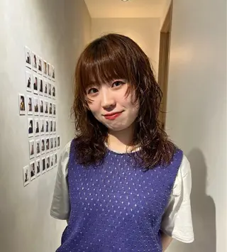 ロング パーマ 骨格診断カット ひより FILMSのヘアスタイル