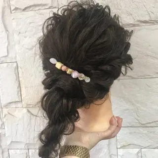 セミロング ヘアアレンジ Lall  You 大阪所属・🥛洒落髪小顔cut なら龍崎🥛のヘアスタイル