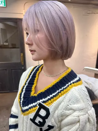 ショート カラー 森貴裕/ベージュ/ パーマ/オリーブのヘアスタイル