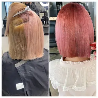 ショート け んブリーチ縮毛矯正のヘアスタイル