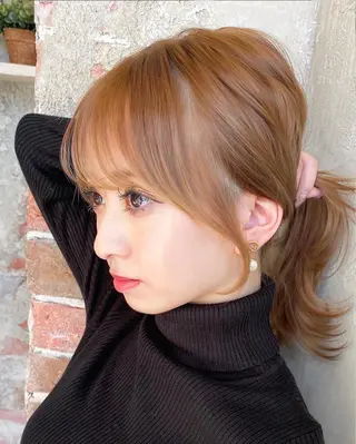 セミロング カラー 顔まわりカット🌟 くびれヘア/寺門遥輝のヘアスタイル