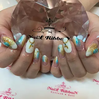 ネイル ネイルリボン 受付スタッフのネイルデザイン