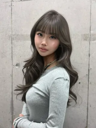 カラー ロング 韓国ヘア💖Wカラー 💖透明感カラー💖のヘアスタイル