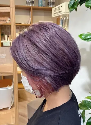ショート カラー Luisハイライト　 喜連瓜破、髪質改善のヘアスタイル