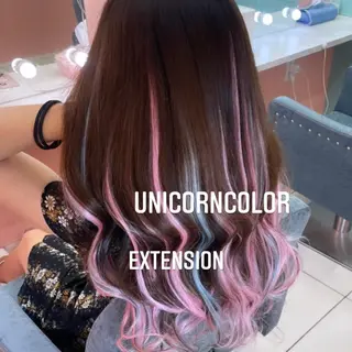 ロング カラー エクステ🩵ブリーチ 韓国ヘア🩵KAEのヘアスタイル