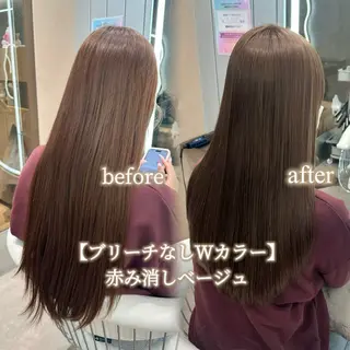 ミディアム カラー ブリーチなしW🎀 髪質改善／はのんのヘアスタイル