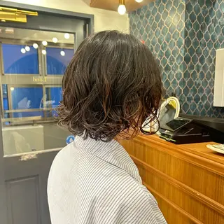ミディアム カラー パーマ オリーブカラー/みづ き/ボブパーマ🤍のヘアスタイル