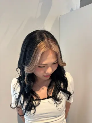 ロング カラー 艶髪ブリーチ/レイヤ ー/竹本幸希のヘアスタイル