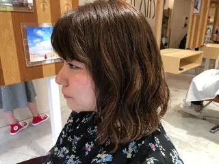 ミディアム カラー パーマ 透明感カラー🤎 ゆりのヘアスタイル