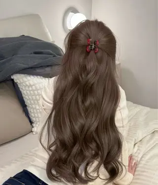 カラー ブリーチなし 透明感カラーのヘアスタイル