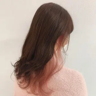 セミロング ブリーチなし 透明感カラー/艶髪のヘアスタイル