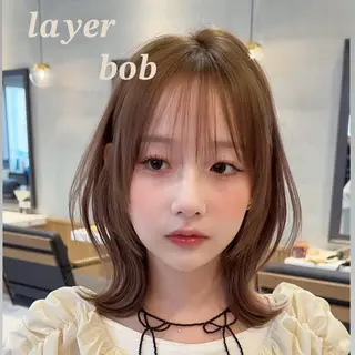 ミディアム カラー かえ🩶韓国ボブ🎀 透明感カラー🥣のヘアスタイル