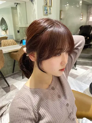 ミディアム カラー 木屋元一/透明感 /前髪/ショートボブのヘアスタイル