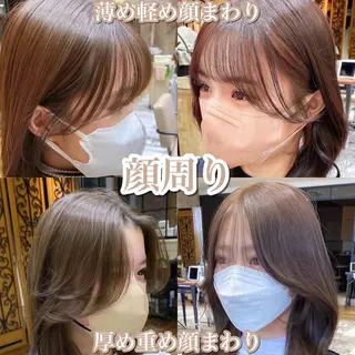 セミロング カラー 顔まわりカット🌟 くびれヘア/寺門遥輝のヘアスタイル