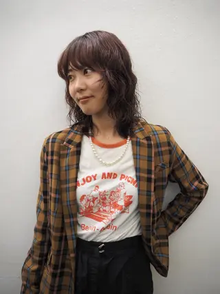 ミディアム パーマ 似合わせレイヤー/ パーマヘア/高倉のヘアスタイル