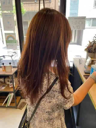 セミロング 暖色カラー🍊 ボブ🌿顔周りcutのヘアスタイル