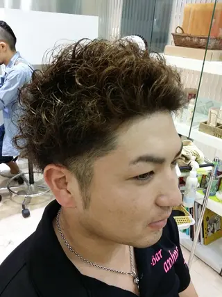 ショート カラー パーマ メンズ きむえり/髪質改善 /うねり広がり改善のヘアスタイル