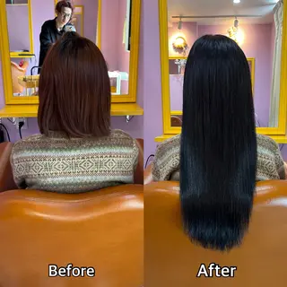 ロング シール＋ちび編み込み エクステ梅田🐨のヘアスタイル