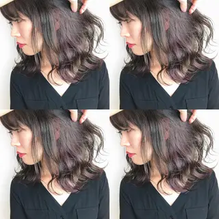 ミディアム カラー 韓国レイヤーカット/ ダブルカラーのヘアスタイル