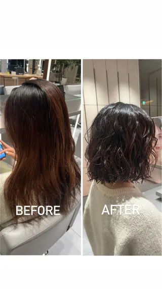 ミディアム パーマ kako　ショート ボブのヘアスタイル