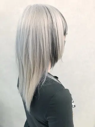 セミロング レイヤーブリーチ特化 ホワイト専門/岸のヘアスタイル