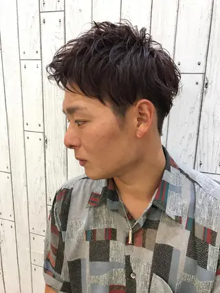 ショート カラー パーマ メンズ 🟦メンズパーマ🟦 横浜駅｜小上馬淳司のヘアスタイル