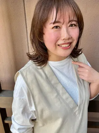 ミディアム カラー ママ美容師 ＊ヒマワリのヘアスタイル