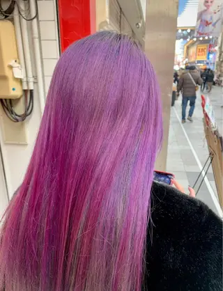 ロング カラー ヘアアレンジ 今村公介 ブリーチ特化、派手髪のヘアスタイル