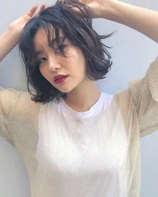ショート カラー パーマ 奥秋 理紗　sai xのヘアスタイル