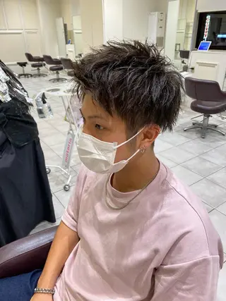 ショート カラー パーマ メンズ AVANCE.難波 店長 松元のヘアスタイル